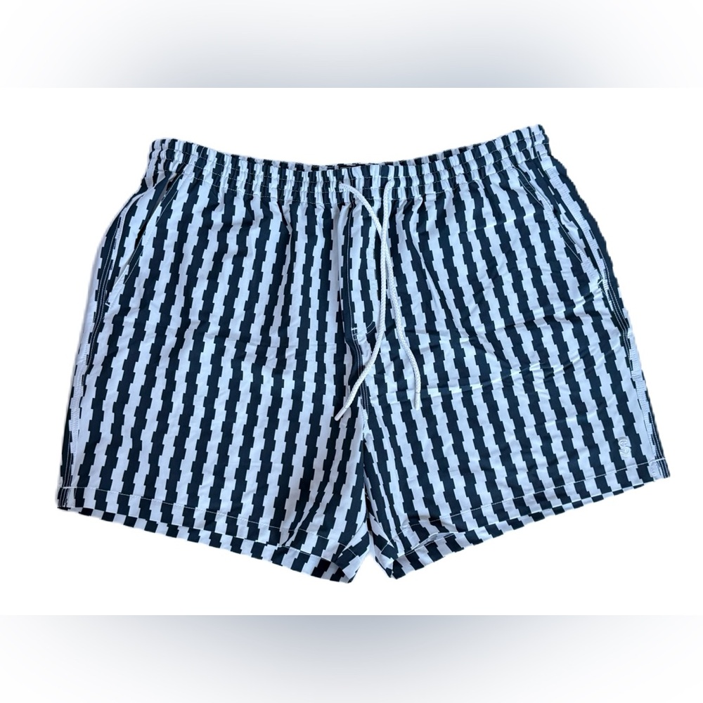 Todd Snyder Zipper Stripe Montauk Swim Shorts Navy NWT Size XXL